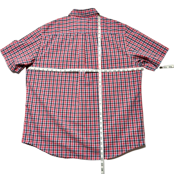 NEW Chaps Red Blue Casual Button Down Plaid Short Sleeve Shirt Size XL Perfect - Picture 8 of 13